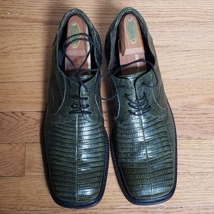 Mezlan Platinum Genuine Lizard Olive Dress Shoes 13